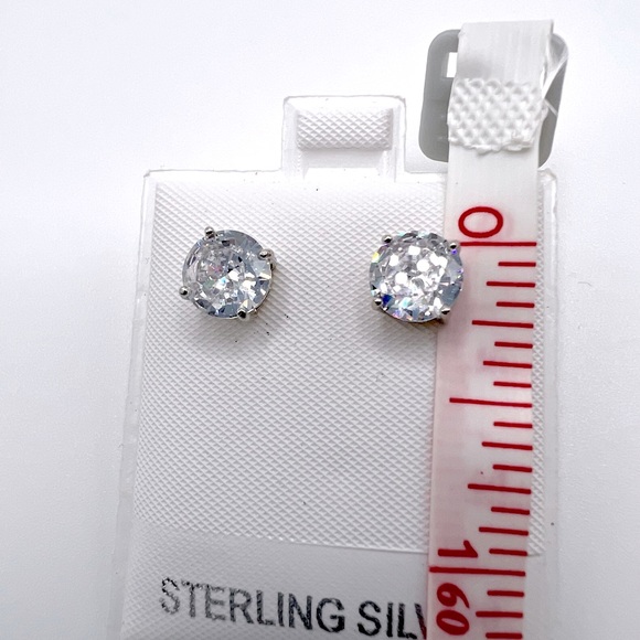 7mm Round Cz Solitaire .925 Sterling Silver Stud Earrings - Picture 10 of 16